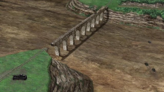 Tank duel on an abandoned railway bridge
